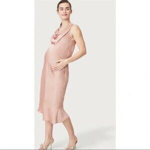 NWT Hatch Maternity Harlow Dress Rosewood Pink Cowl Neck Satin Slip Dress